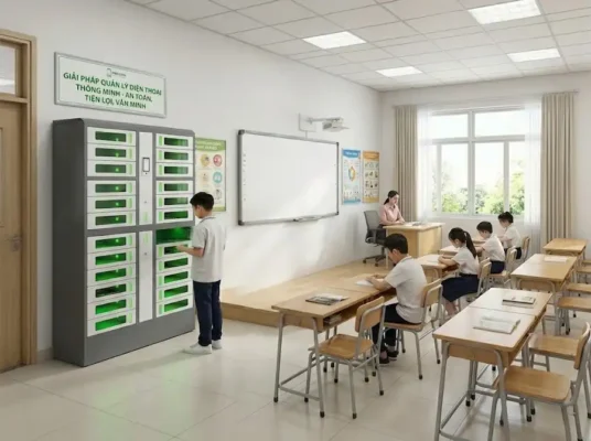 Hạn chế học sinh sử dụng điện thoại trong giờ học bằng tủ sạc điện thoại thông minh