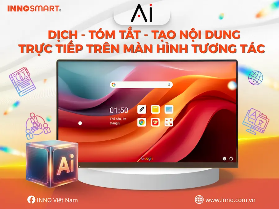 AI trên màn hình tương tác - Hỗ trợ dịch, tóm tắt và tạo nội dung trực tiếp 1 AI trên màn hình tương tác
