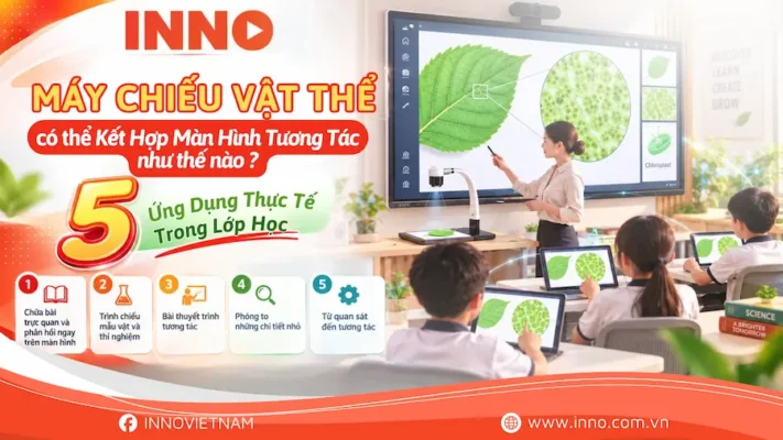 máy chiếu vật thể kết hợp với màn hình tương tác